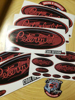 In-Stock Special - Red Flame Peterbilt Full Interior Exterior Emblem Skin Kit