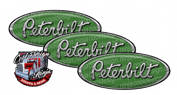 JD Green and Chrome Ratkovec Peterbilt Emblem Skins