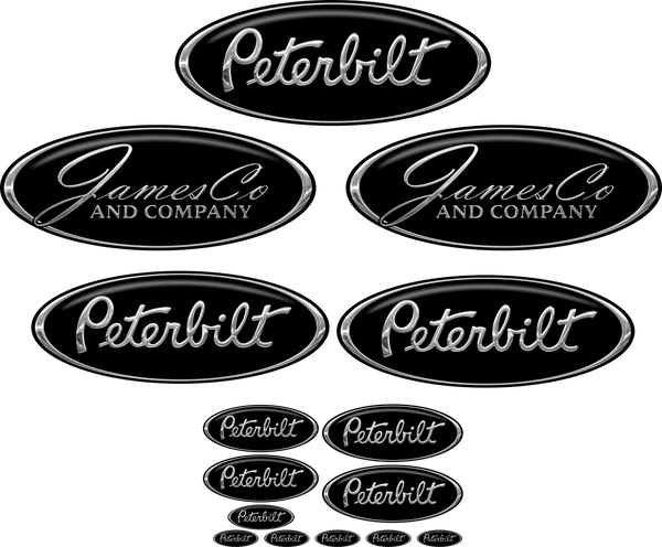 Black/Chrome JamesCo Peterbilt Emblem Skins