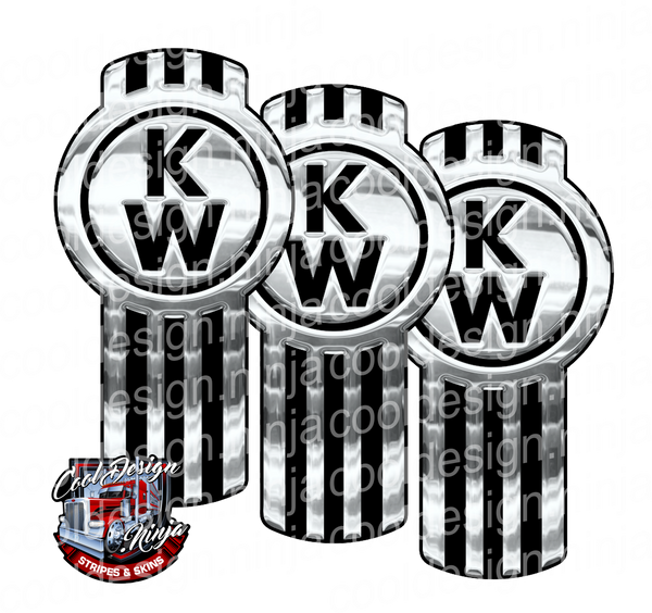 Chrome and Black Vertical Kenworth Emblem Skins