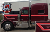 Red and White Leading Wedge Peterbilt 389 Stripe Kit