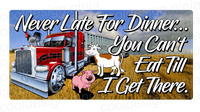 Never Late For Dinner...decal 9" x 4.5"