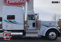 Light Accadian 389 Peterbilt Dark Chrome and Aqua Stripe Kits