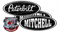 Black and White Mitchell Peterbilt Emblem Skins