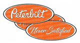 Orange and White Never Satisfied Peterbilt Emblem Skins