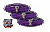 Chrome Longhorn Bull Skull Purple Peterbilt Emblem Skins
