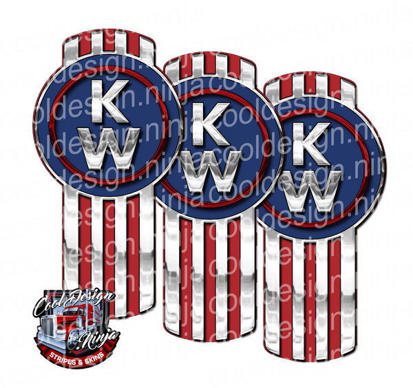 Red Chrome and Blue Kenworth Emblem Skins