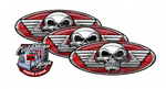 Red and Chrome Pipe Skull Peterbilt Emblem Skins