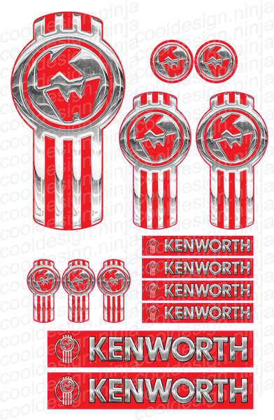 Red Chrome Kenworth Emblem Skins