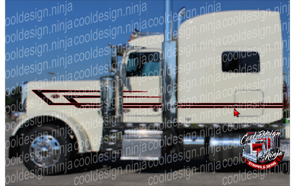 Black and Viper Red Underwedge Peterbilt Stripe Kit