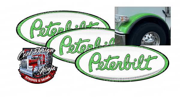 White and Apple Green Peterbilt Emblem Skins