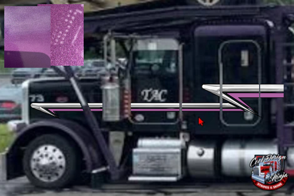 Chrome-Purple 379/389 Car-Carrier Peterbilt Trailing Wedge Stripe Kit