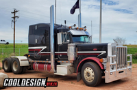 Chrome-Burgundy 379/389 Peterbilt Trailing Wedge Stripe Kit