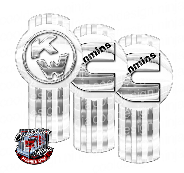 White and Chrome Cummins Kenworth Emblem Skin