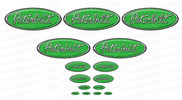 Green and Chrome Peterbilt Emblem Skin Kit