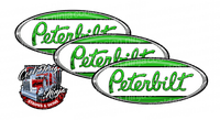 Green and White Stripe Peterbilt Emblem Skins