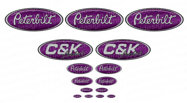 3-Pack of Purple/Grey C&K Peterbilt Emblem Skins